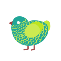 A turquoise and lime chicken with a lace pattern