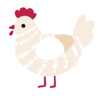 A cream chicken with a bar pattern