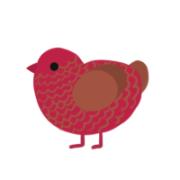 A crimson and russet chicken with a lace pattern