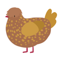 A brown and gold chicken with a speckle pattern