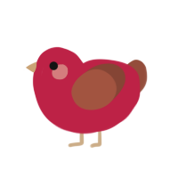 Cerise, a crimson and russet chicken