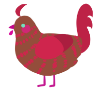 A russet and crimson chicken with a bar pattern