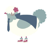 A mist and sky chicken with a head pattern
