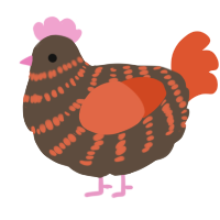 A bark and vermilion chicken with a bar pattern