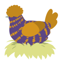 A overcast and ochre chicken with a bar pattern