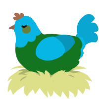 A leaf and cerulean chicken with a head pattern