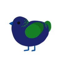 A navy and leaf chicken with a neck-band pattern