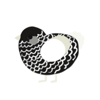 A sable and white chicken with a lace pattern