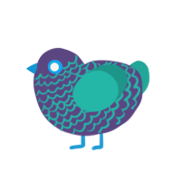 A overcast and turquoise chicken with a lace pattern