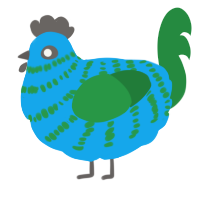 A sky and viridian chicken with a bar pattern