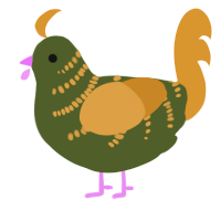 A olive and orange chicken with a half-bar pattern