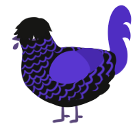 A black and indigo chicken with a lace pattern