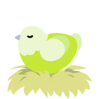 A lime and apple chicken with a head pattern