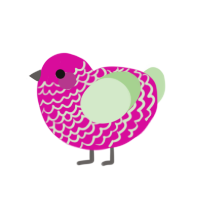A fuchsia and gluppy chicken with a lace pattern