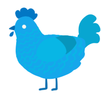 A sky and cerulean chicken with a lace pattern