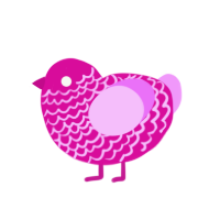A fuchsia and lavender chicken with a lace pattern