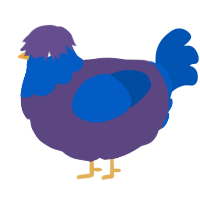 A overcast and ultramarine chicken with a head pattern
