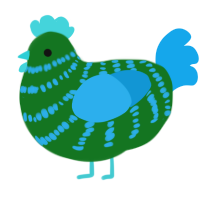 A leaf and sky chicken with a bar pattern