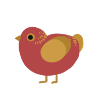 A red and gold chicken with a neck-band pattern