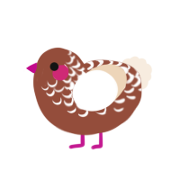 A russet and cream chicken with a half-lace pattern