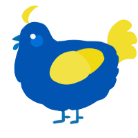 A ultramarine and yellow chicken