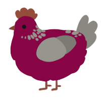 A maroon and ash chicken with a neck-speckle pattern