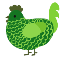 A leaf and grass chicken with a lace pattern