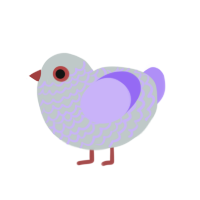A silver and lilac chicken with a lace pattern