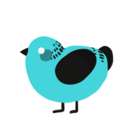A aqua and black chicken with a neck-band pattern
