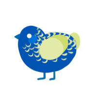 A ultramarine and lemon chicken with a half-lace pattern