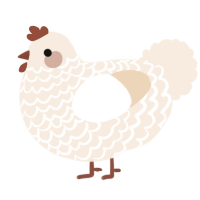A cream chicken with a lace pattern