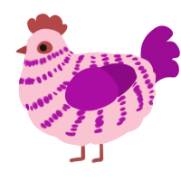 A rose and plum chicken with a bar pattern