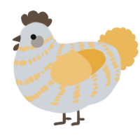A mist and honey chicken with a bar pattern