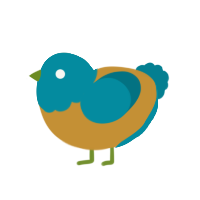 A gold and sea chicken with a head pattern