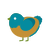 A gold and sea chicken with a head pattern