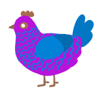 A amethyst and sapphire chicken with a lace pattern
