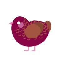 A maroon and russet chicken with a half-lace pattern