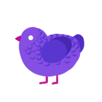 A blurple and indigo chicken with a half-lace pattern