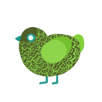 A olive and grass chicken with a double-lace pattern