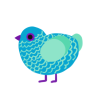 A cerulean and mint chicken with a lace pattern