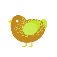A ochre and lime chicken with a half-lace pattern