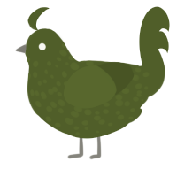 A olive chicken with a speckle pattern