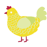 A yellow and lemon chicken with a lace pattern