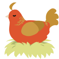 A vermilion and gold chicken with a neck-band pattern