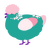 A turquoise and rose chicken with a neck-speckle pattern