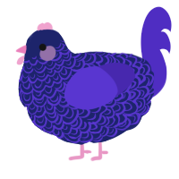 A navy and indigo chicken with a double-lace pattern