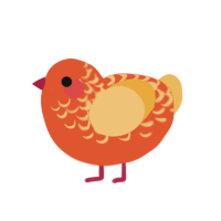 A vermilion and honey chicken with a half-lace pattern