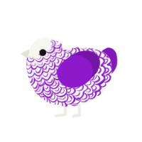 A white and violet chicken with a double-lace pattern