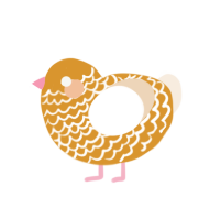 A orange and cream chicken with a lace pattern