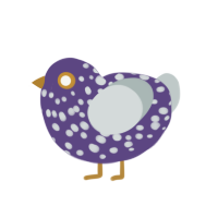 A overcast and silver chicken with a speckle pattern
